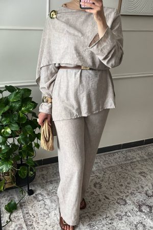 Ensemble drapé en lin