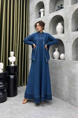 Ensemble robe et veste en jeans